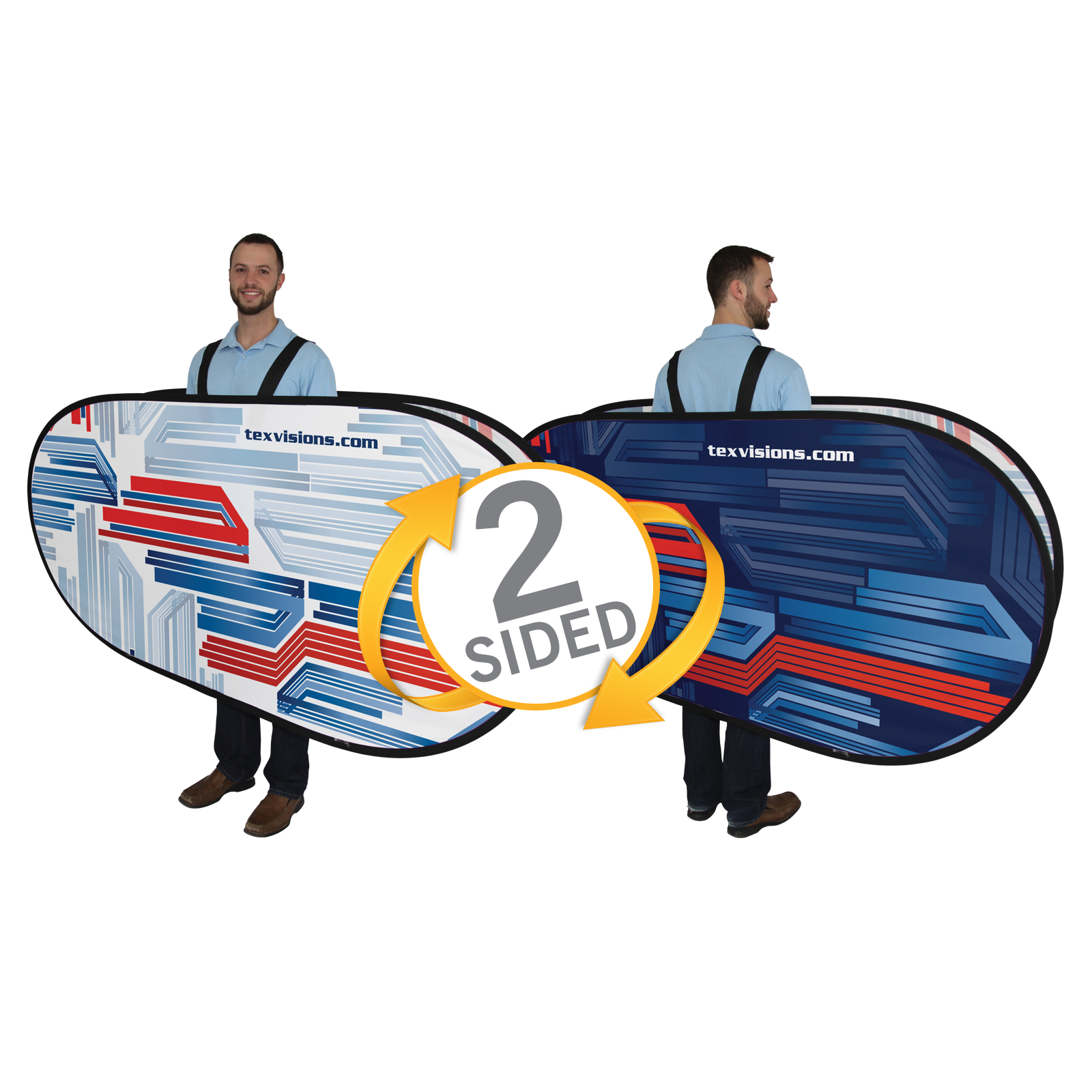 Pop Out Walking Billboard 7.1' Wide 2 panel mobile advertising product