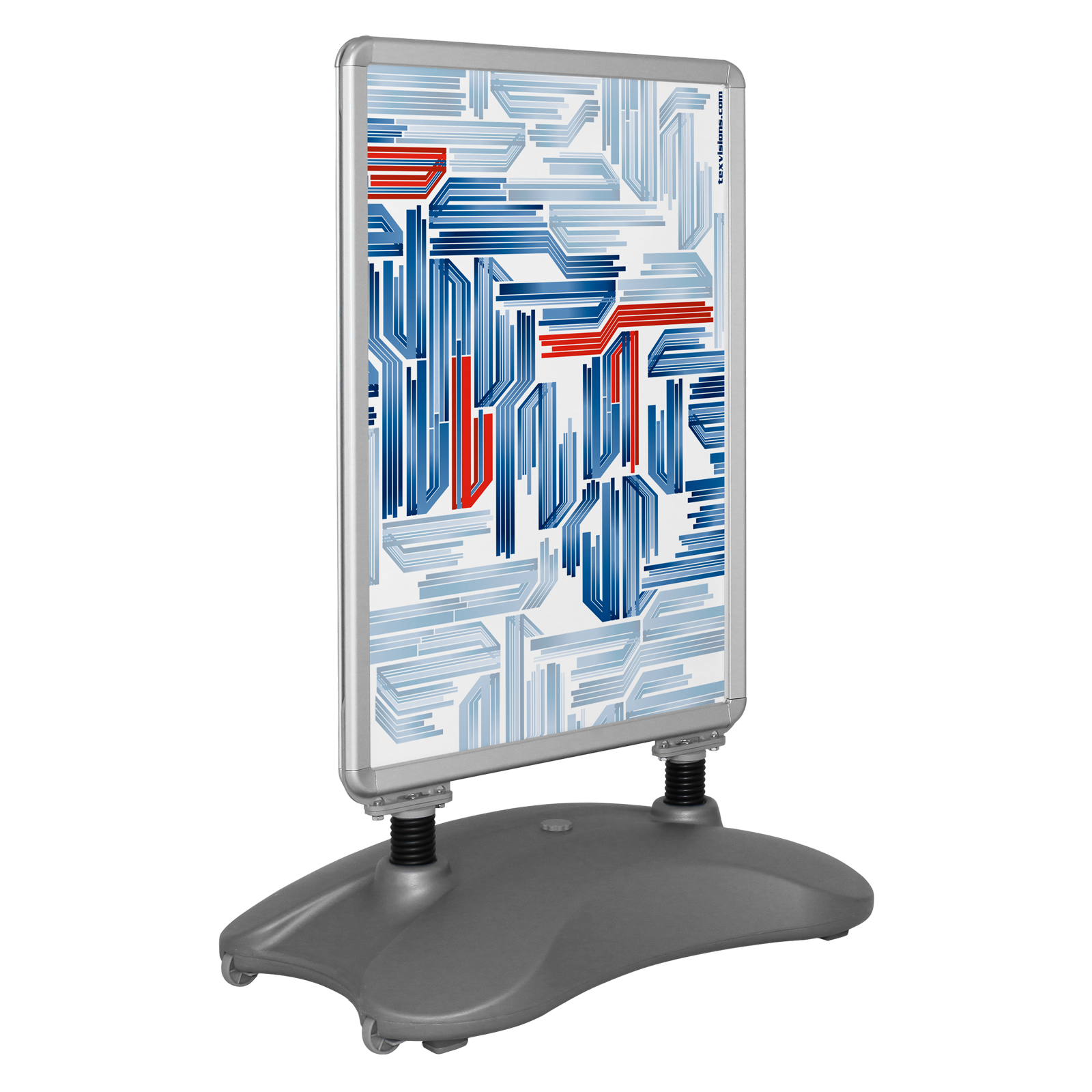 Durable sidewalk display with weighted base for outdoor advertising